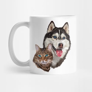 Cat and husky Mug